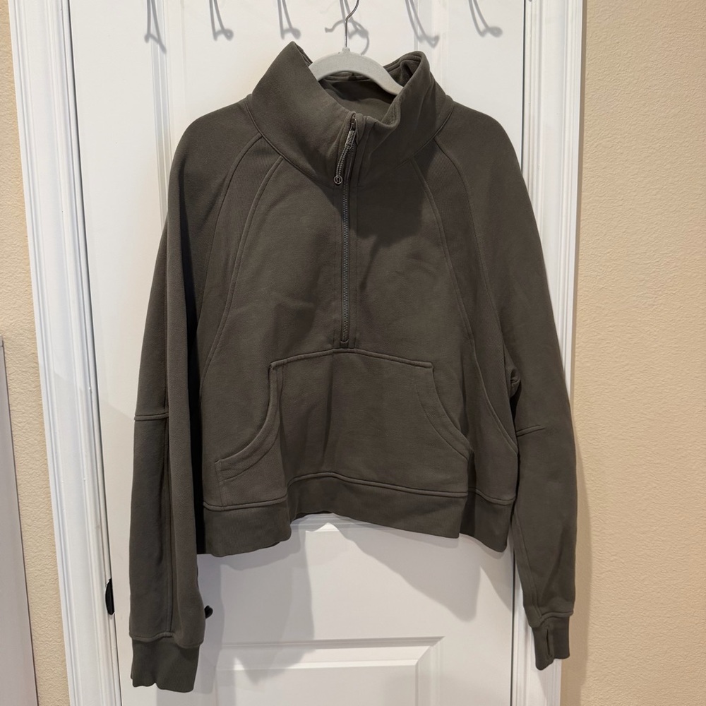 Lululemon Oversized Scuba Half Zip Funnel Neck Army Green